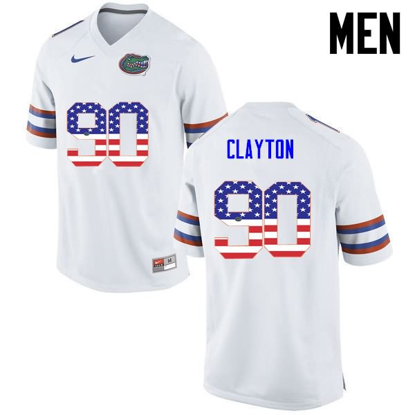 NCAA Florida Gators Antonneous Clayton Men's #90 USA Flag Fashion Nike White Stitched Authentic College Football Jersey WVU2864GJ